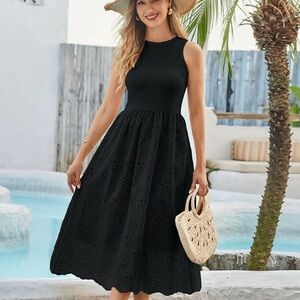 Grace Karin Black Sleeveless Midi Dress